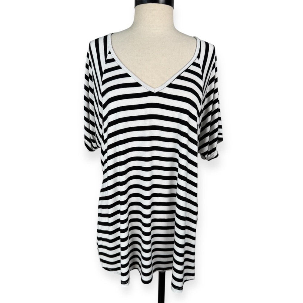 Carly Jean Los Angeles Black and White Striped Tee